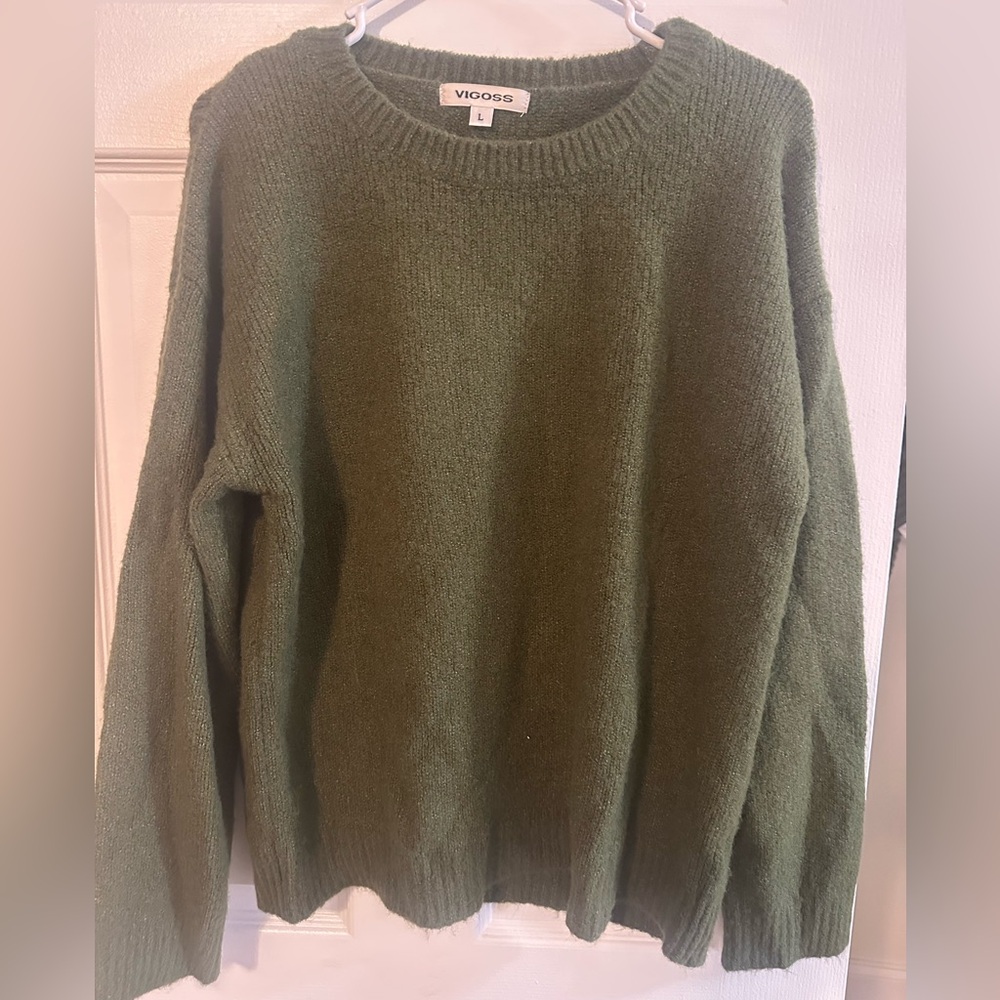 Vigoss Olive Green Women's Crew Neck Sweater